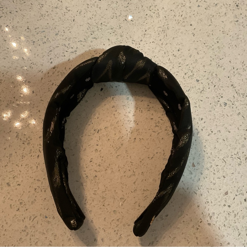 Lele Sadoughi Golden Wave Twisted Tinsel Knotted Headband (Black and Gold)